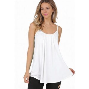 White pleated swing tank top | retail $30